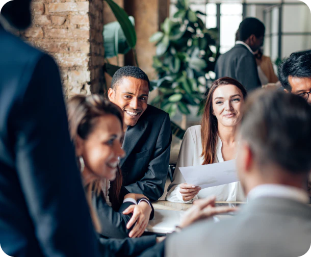 Legal professionals collaborating in a meeting